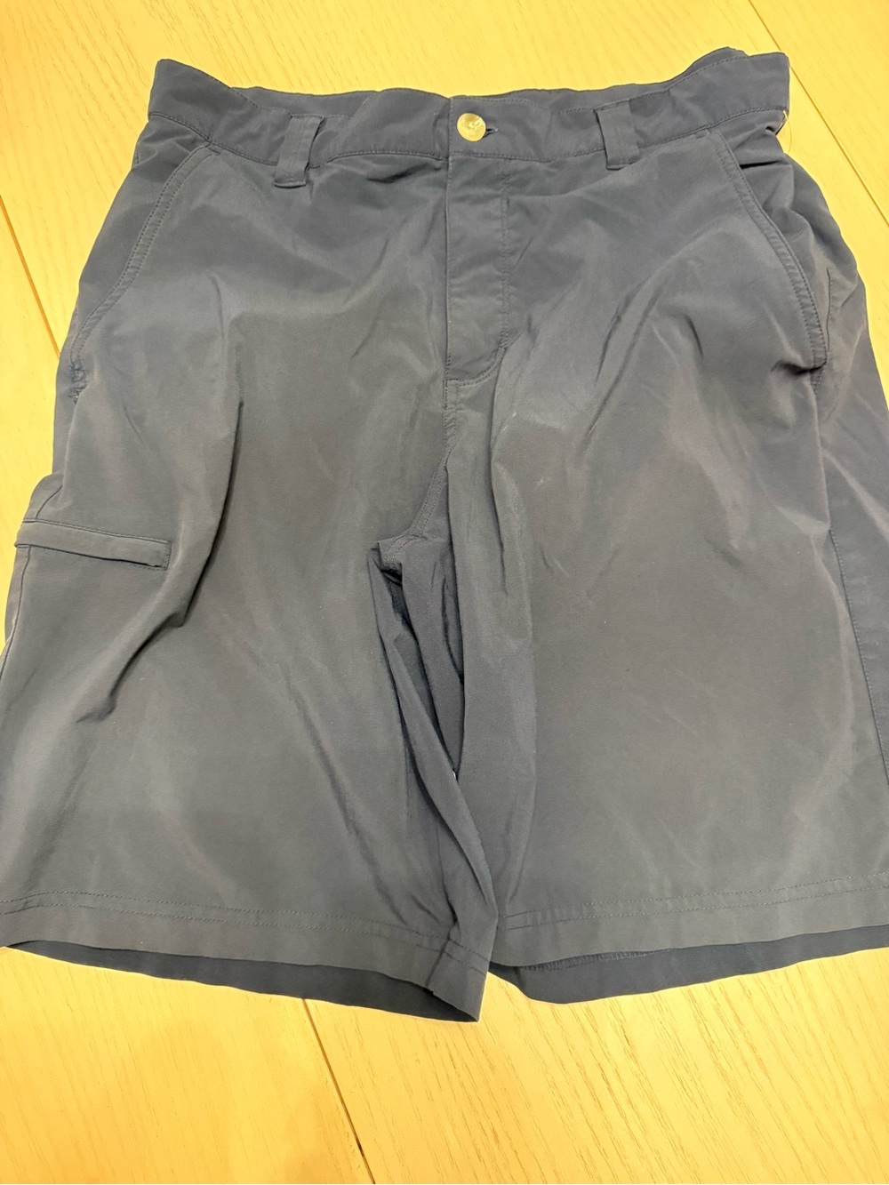 Columbia PFG Shorts Mens 32W Navy Blue Permit Fishing Logo Omni-Shield